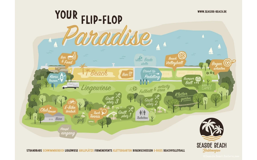 Essen, E-Bike Verleih Seaside Beach Lageplan