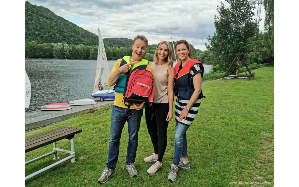 WDR-wunderschoen-ruhrgebiet.jpg Moderatoren Stefan Pinnow und Anne Willmes mit Sandra Wolfson beim Dreh der WDR Sendung Wunderschön