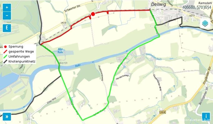 Umleitungsskizze RuhrtalRadweg in Fr&ouml;ndenberg und Holzwickede